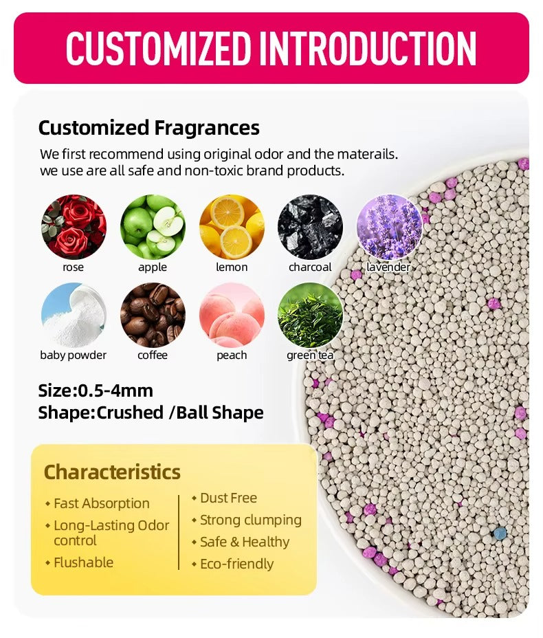 Custom Logo Cat LitterCustom Logo 100% Natural Bentonite Cat Litter – Factory Wholesale with Fast Delivery
