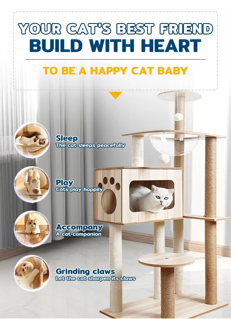 Haisen Wholesale Cat Tree – Modern Luxury Toy Wooden House, with Litter Box Enclosure