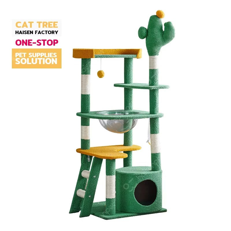 Haisen Large Cat Tree – Luxury Cactus-Designed, Furniture-Style