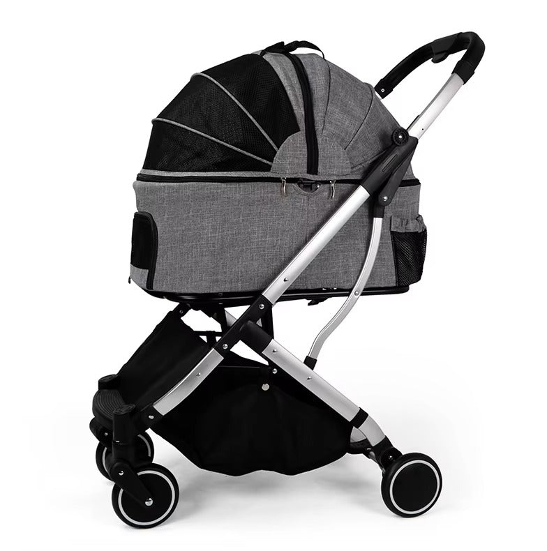 Newly Designed 4-Wheel Pet Stroller – Foldable Travel Carrier for Cats/Dogs, Easy to Walk