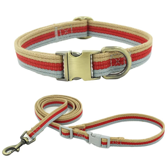 New Engraved Polyester - Cotton Pet Collar (with Metal Buckle) & Comfortable Pet Traction Rope