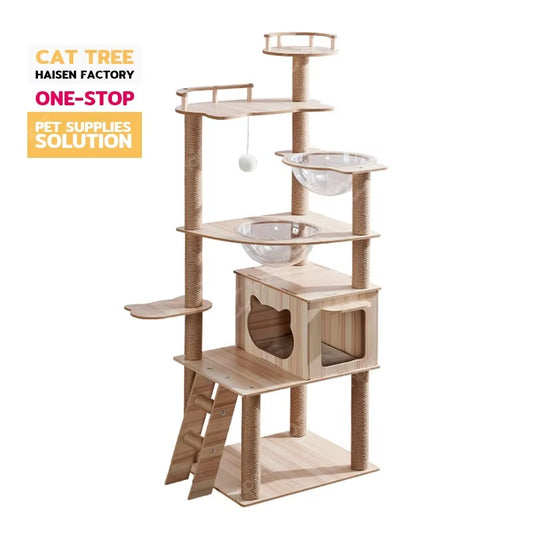 Haisen Wholesale Cat Tree – Modern Luxury Toy Wooden House, with Litter Box Enclosure