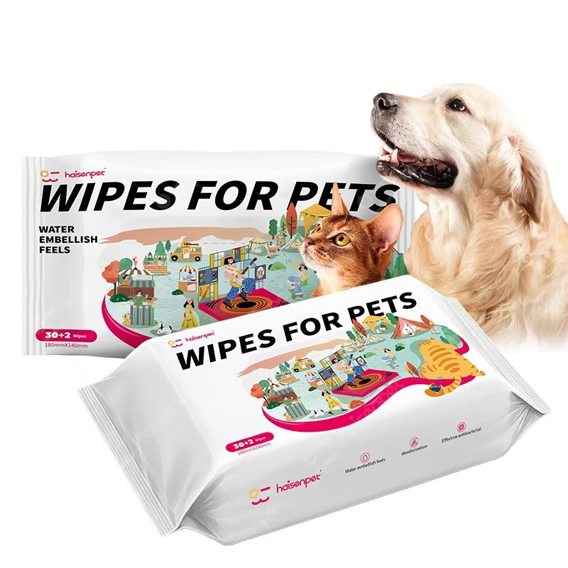 Haisen Biodegradable Pet Wet Wipes – Natural Cleaning for Cats and Dogs