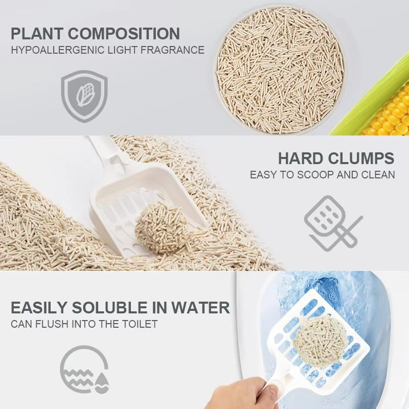 OEM Premium Plant Cat Sand (Tofu Cat Litter) – Dust Free, Green Tea Scent, 6L. Eco, Easy Clean, 2mm Stripe Shape, Clumping.