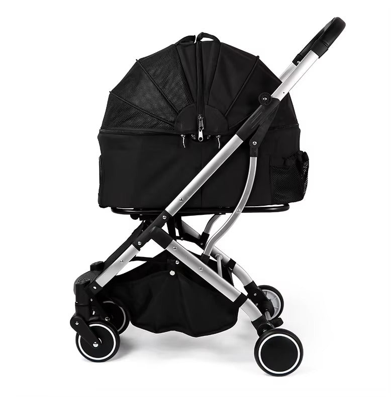 Newly Designed 4-Wheel Pet Stroller – Foldable Travel Carrier for Cats/Dogs, Easy to Walk