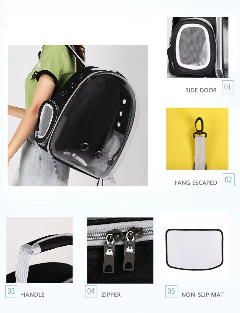 Custom Portable Pet Carrier – Transparent Bubble Cat Backpack/Dog Bag (Space Capsule Style)