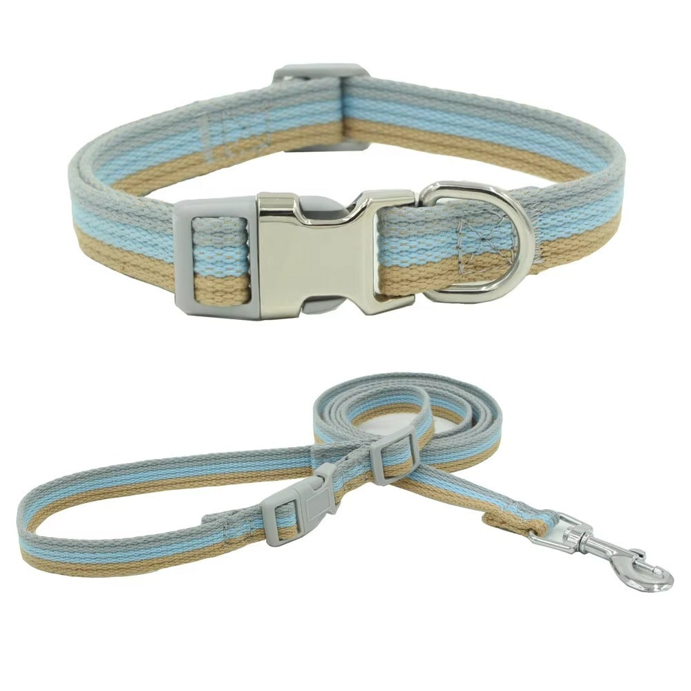 New Engraved Polyester - Cotton Pet Collar (with Metal Buckle) & Comfortable Pet Traction Rope