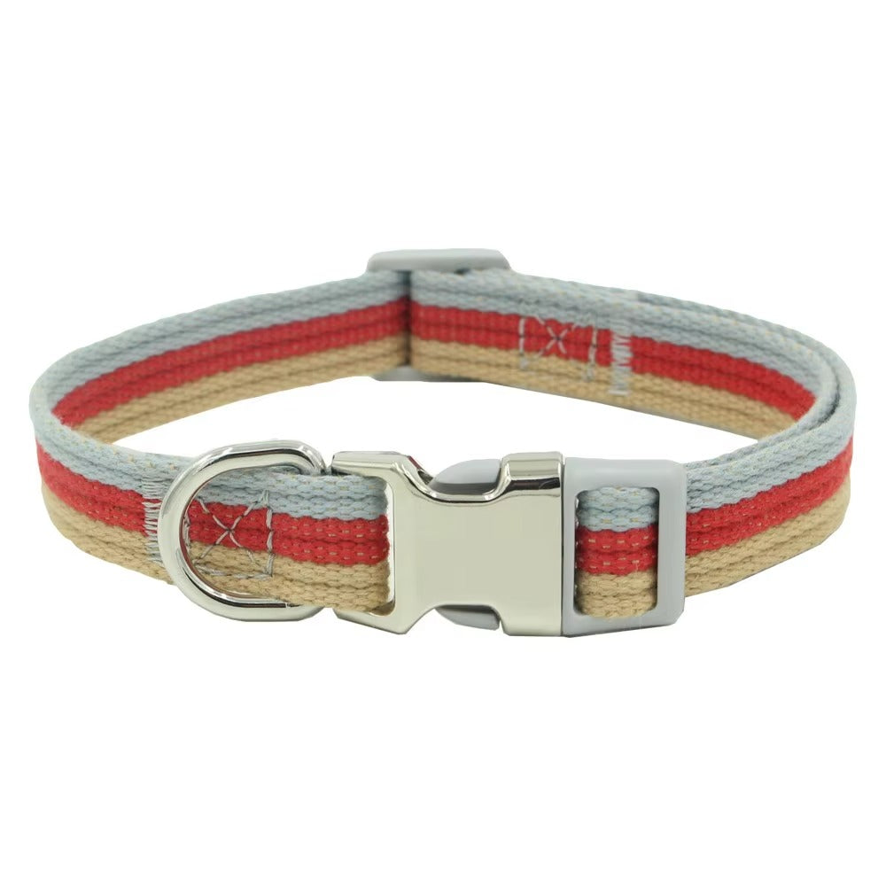 New Engraved Polyester - Cotton Pet Collar (with Metal Buckle) & Comfortable Pet Traction Rope