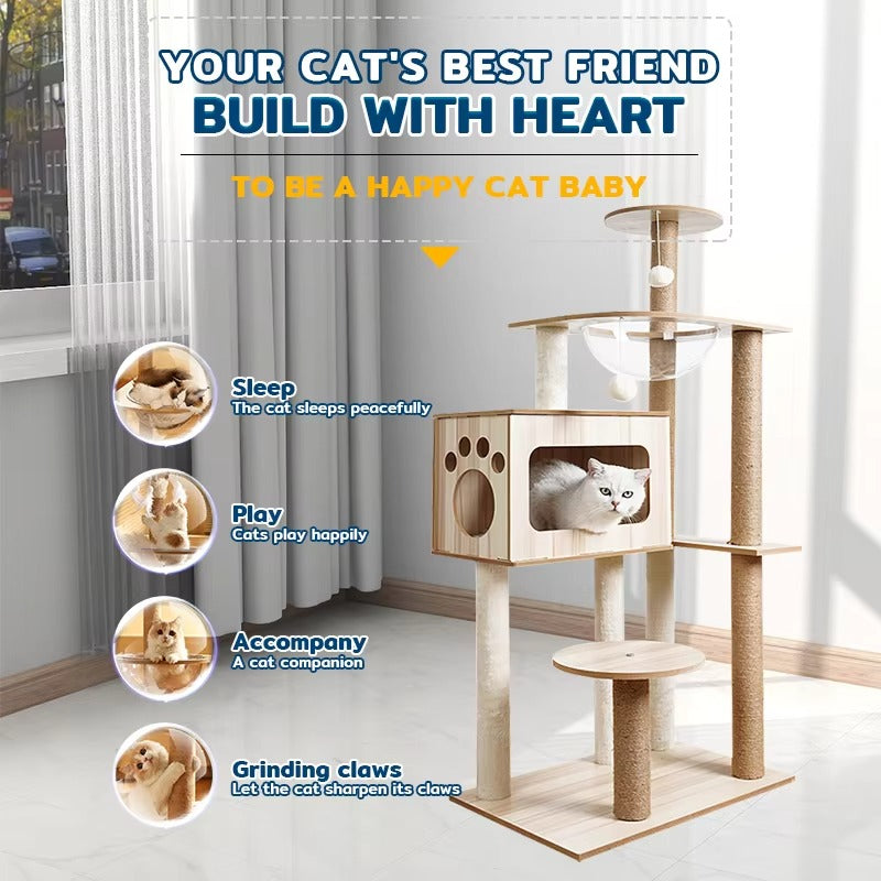 Haisen Wholesale Cat Tree – Modern Luxury Toy Wooden House, with Litter Box Enclosure