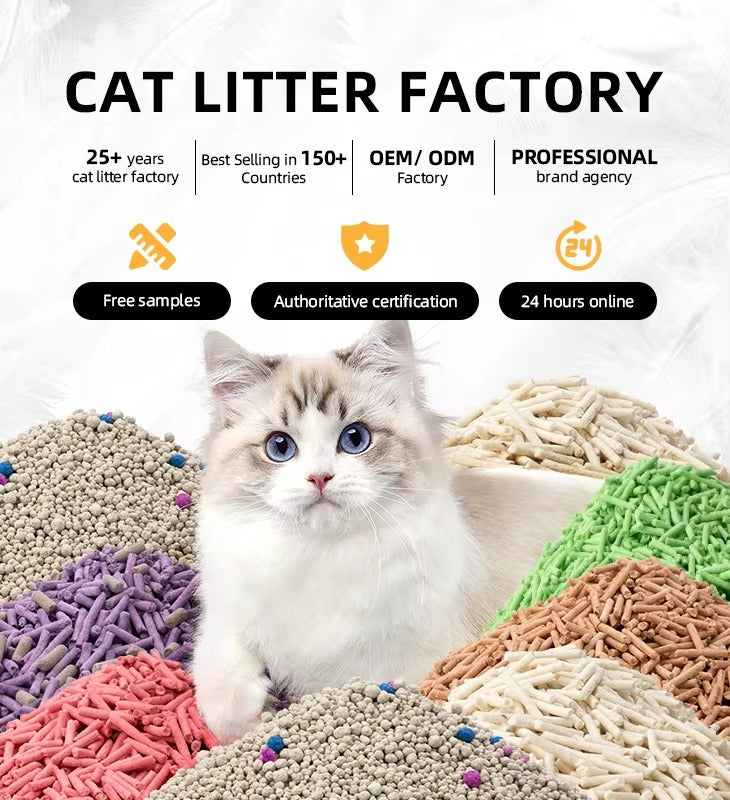 OEM Premium Plant Cat Sand (Tofu Cat Litter) – Dust Free, Green Tea Scent, 6L. Eco, Easy Clean, 2mm Stripe Shape, Clumping.