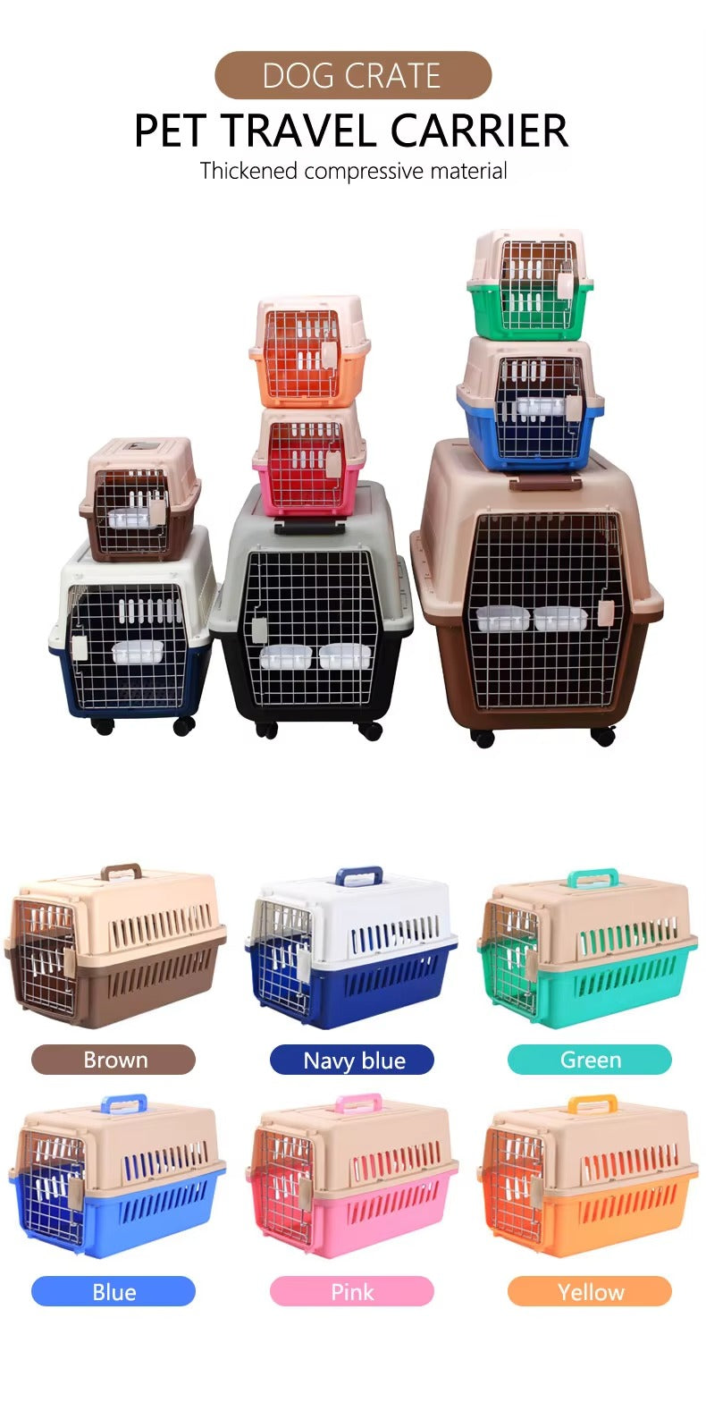 Custom Logo Pet Travel Carriers (for Dogs/Cats) – Airline Approved, Lightweight, Portable, Size Customizable