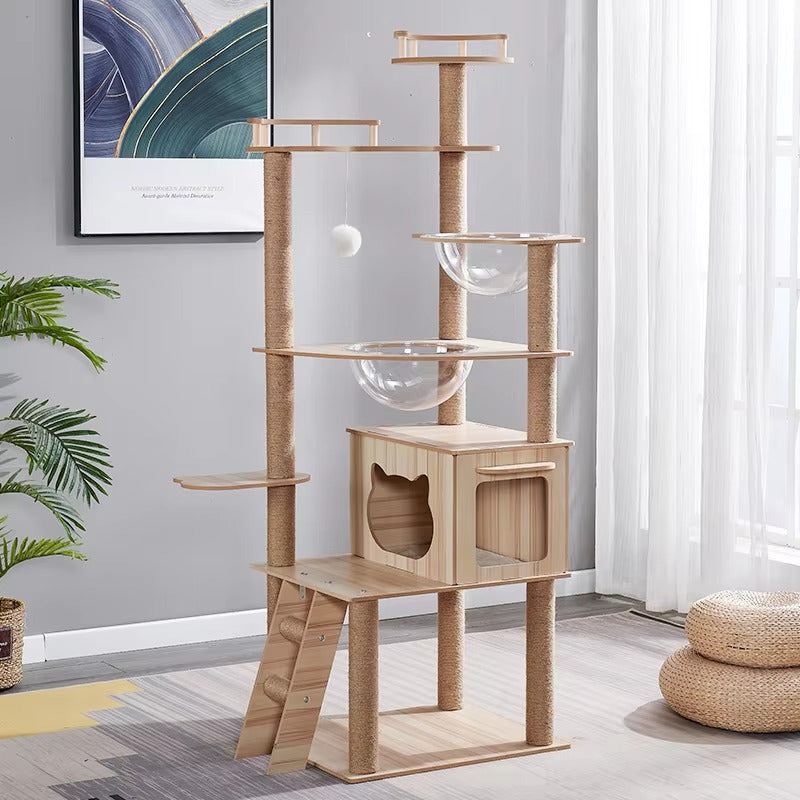 Haisen Wholesale Cat Tree – Modern Luxury Toy Wooden House, with Litter Box Enclosure