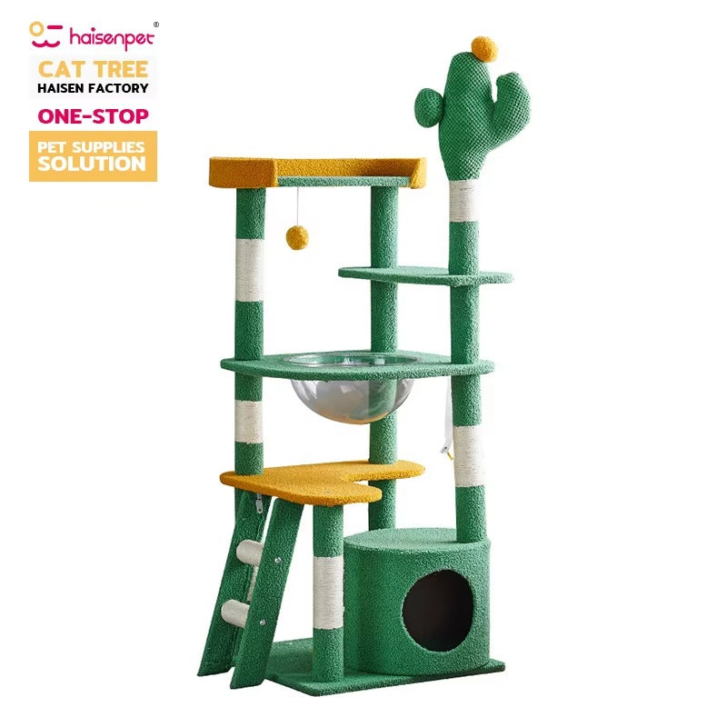 Haisen Large Cat Tree – Luxury Cactus-Designed, Furniture-Style